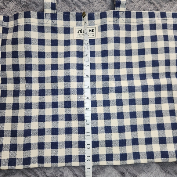 Sézane Gingham Checkered Tote Bag NEW - Picture 4 of 7